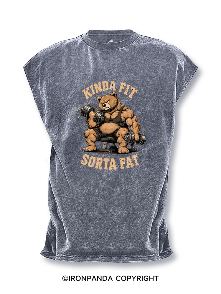 Kinda Fit Sorta Fat Power Bear Cut Off Tank