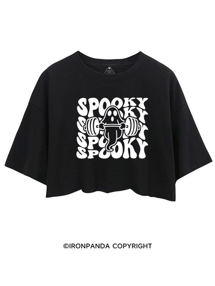 SPOOKY SPOOKY CUTE WEIGHTLIFTING GHOST CROP TOPS