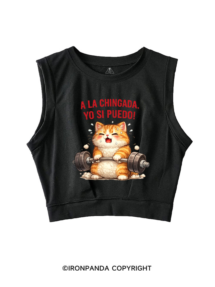 A LA CHINGADA. YO SI PUEDO! SLEEVELESS CROP TOPS