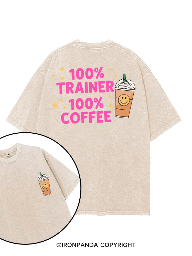 100% TRAINER 100% COFFEE printed Gym Shirt