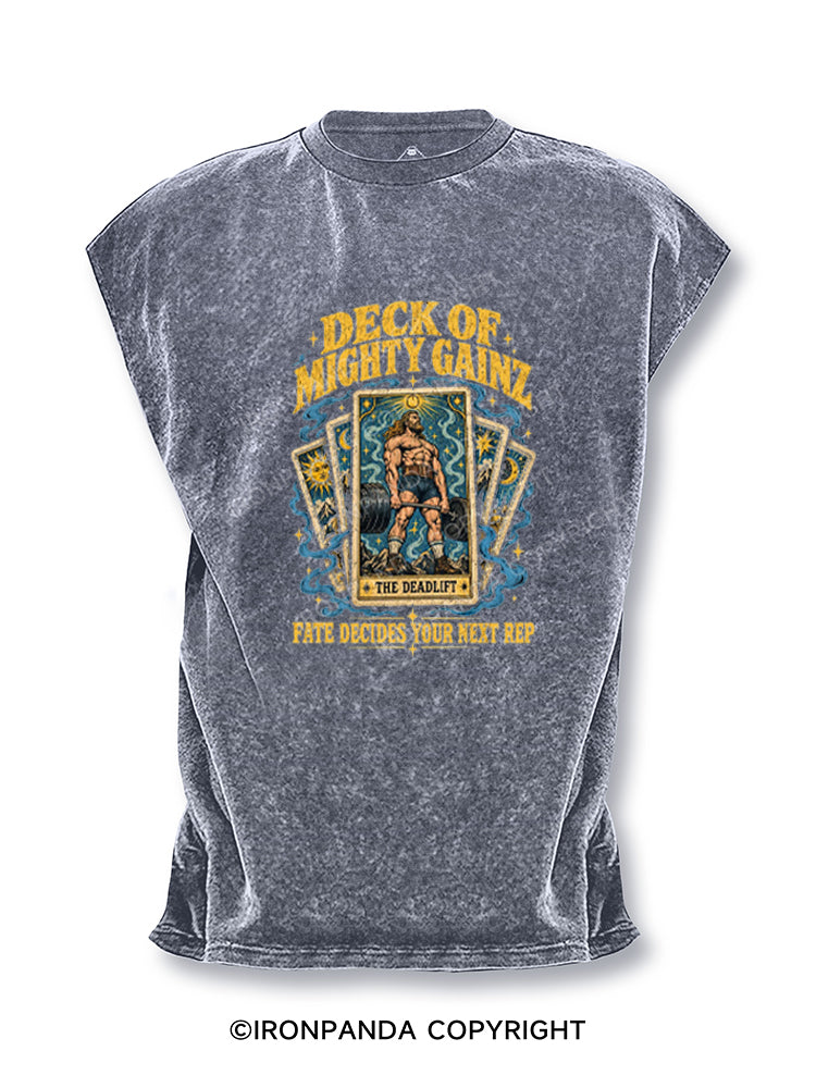 Deck Of Mighty Gainz The Deadlift Tarot Card Cut Off Tank