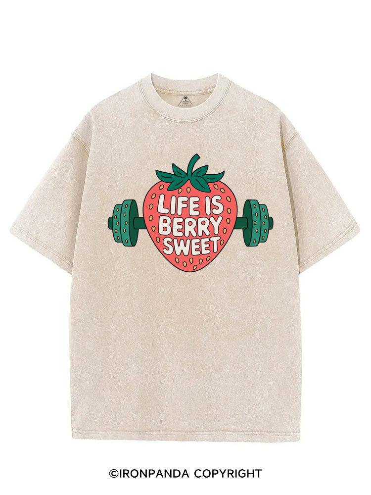 LIFE IS BERRY STRONG STRAWBERRY VINTAGE GYM SHIRT