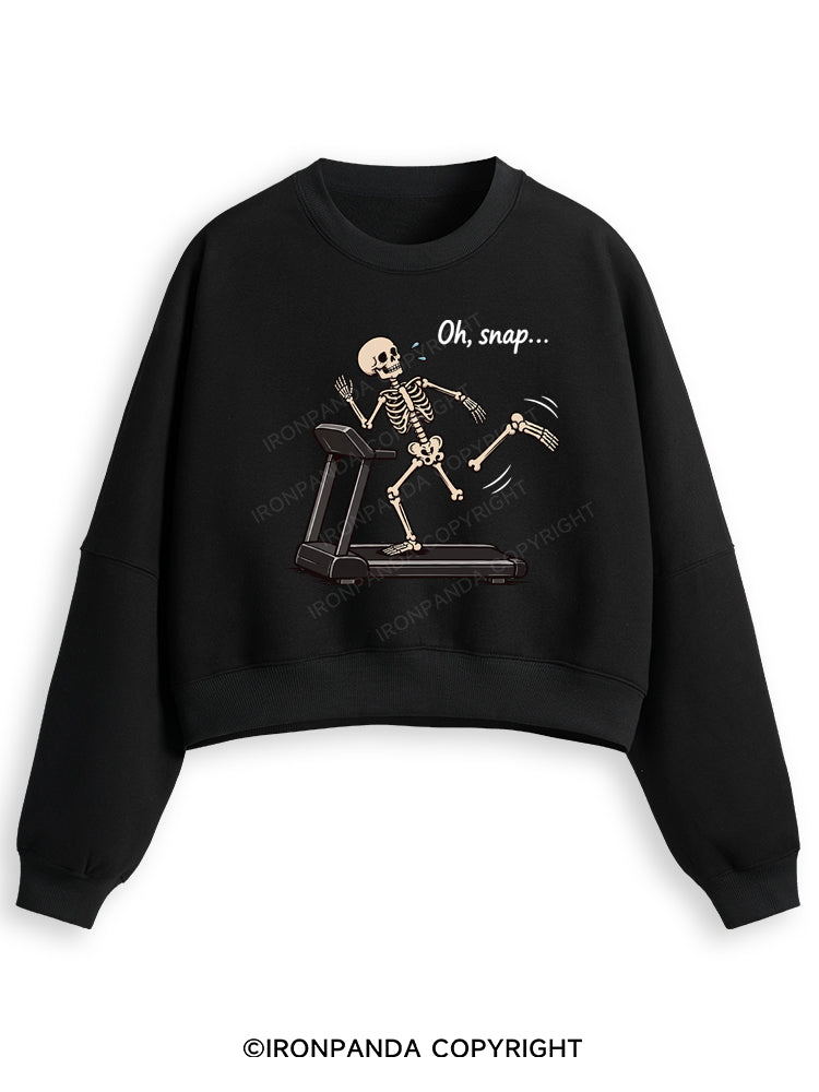 Oh Snap Funny Skeleton Fleece Crop Sweatshirt