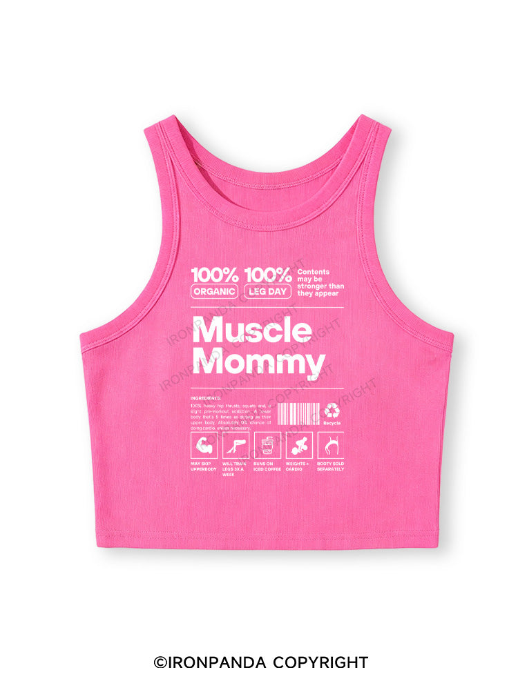 Muscle Mom Letters Fitted Crop Tank Top