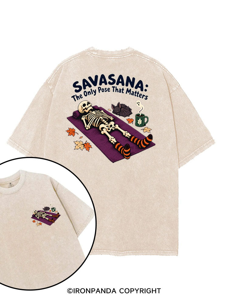 SAVASAVA THE ONLY POSE THAT MATTERS HALLOWEEN SKELETON printed Gym Shirt