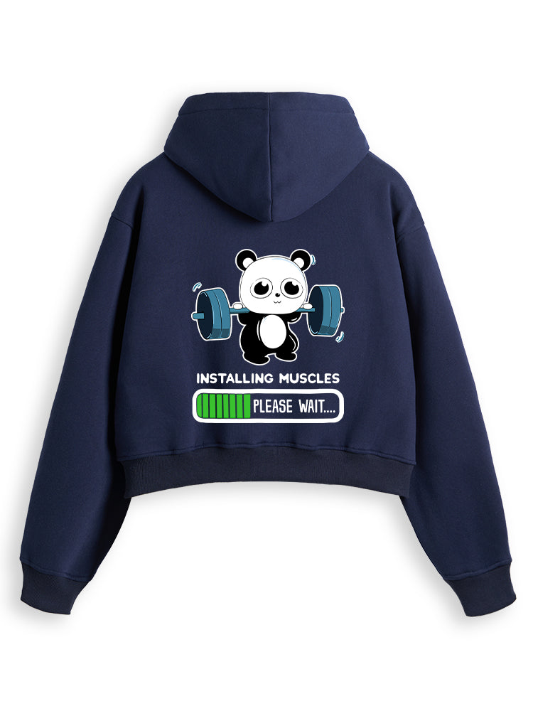 BENCH PANDA Fleece Crop Zip Up Hoodie