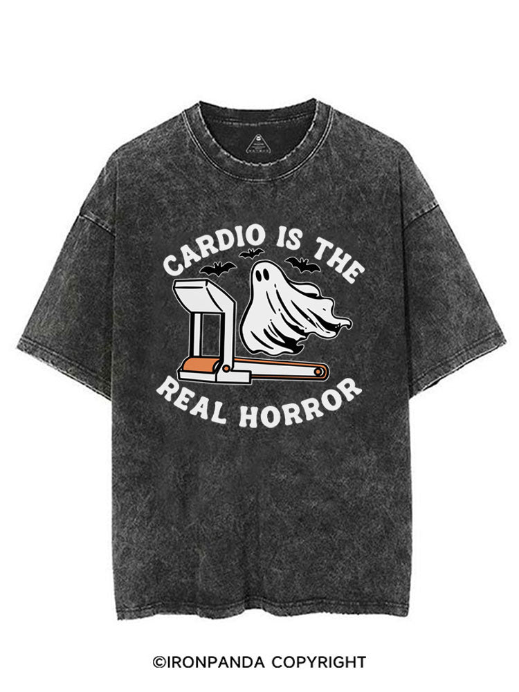 CARDIO IS THE REAL HORROR HALLOWEEN VINTAGE GYM SHIRT
