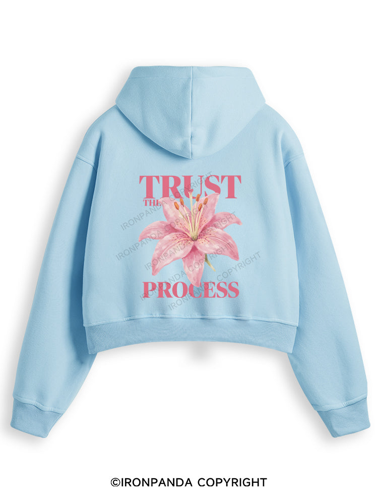 TRUST THE PROCESS Fleece Crop Zip Up Hoodie
