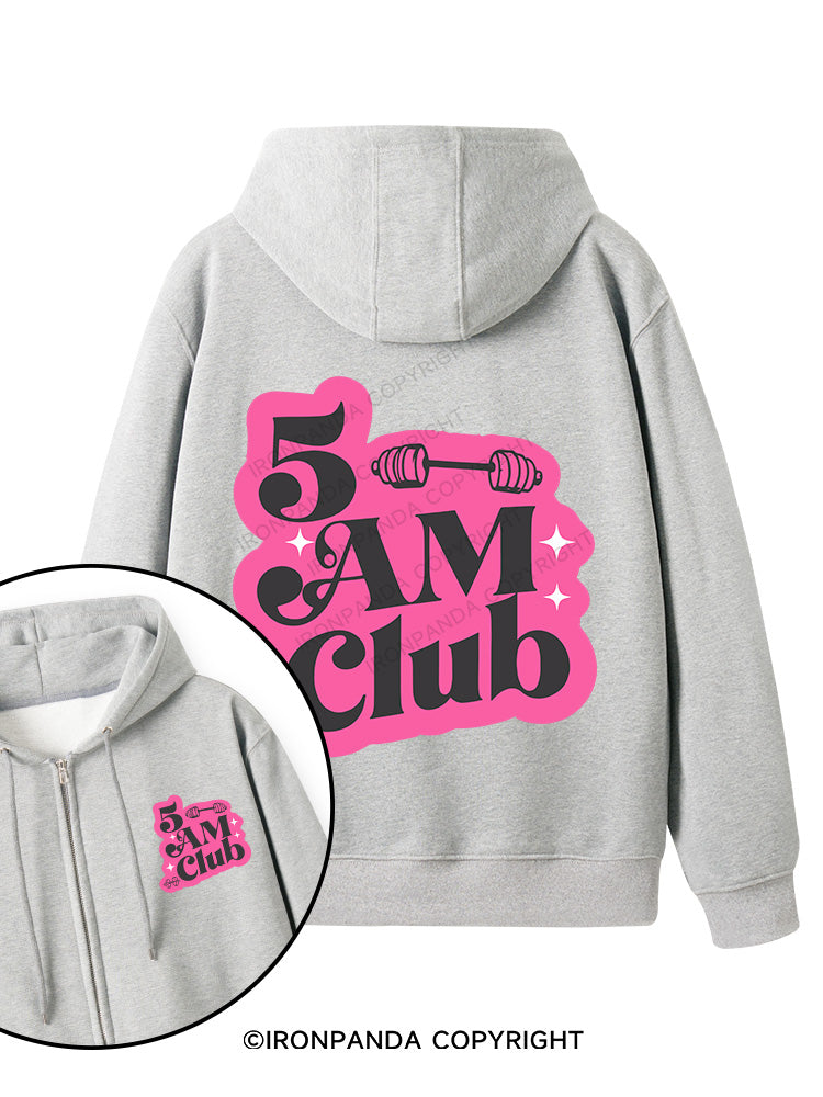 5 AM Club Double-Sided Printed Fleece Zip Up Hoodie