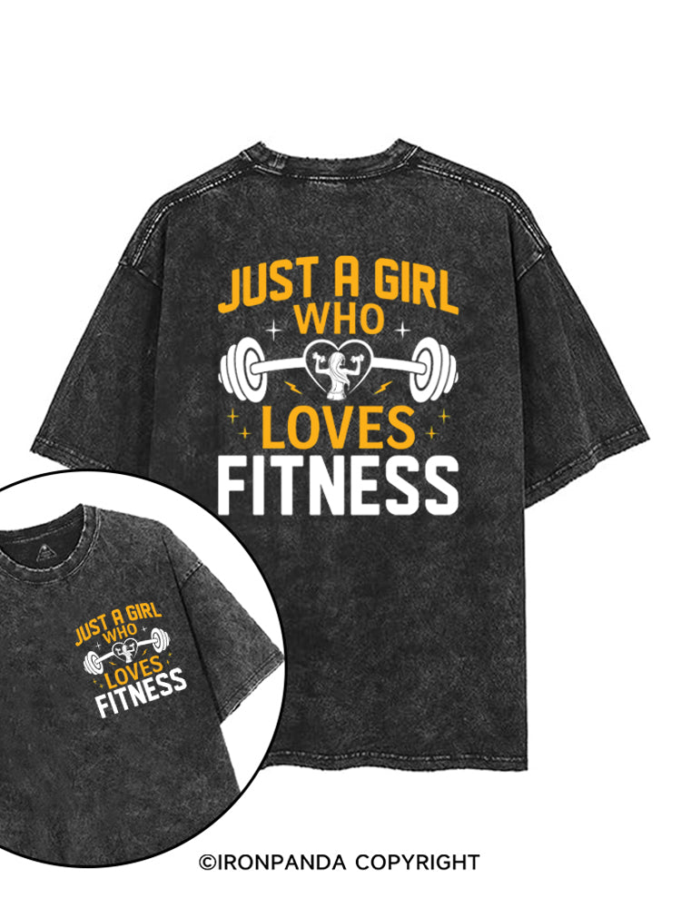 JUST A GIRL WHO LOVES FITNESS HEART printed Gym Shirt