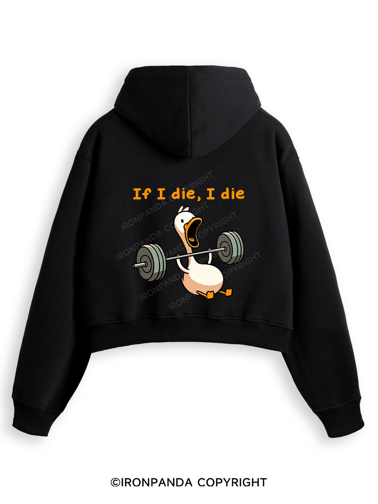 IF I DIE I DIE Fleece Crop Zip Up Hoodie
