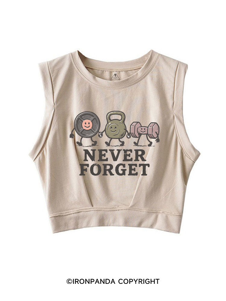 NEVER FORGET FITNESS SLEEVELESS CROP TOPS