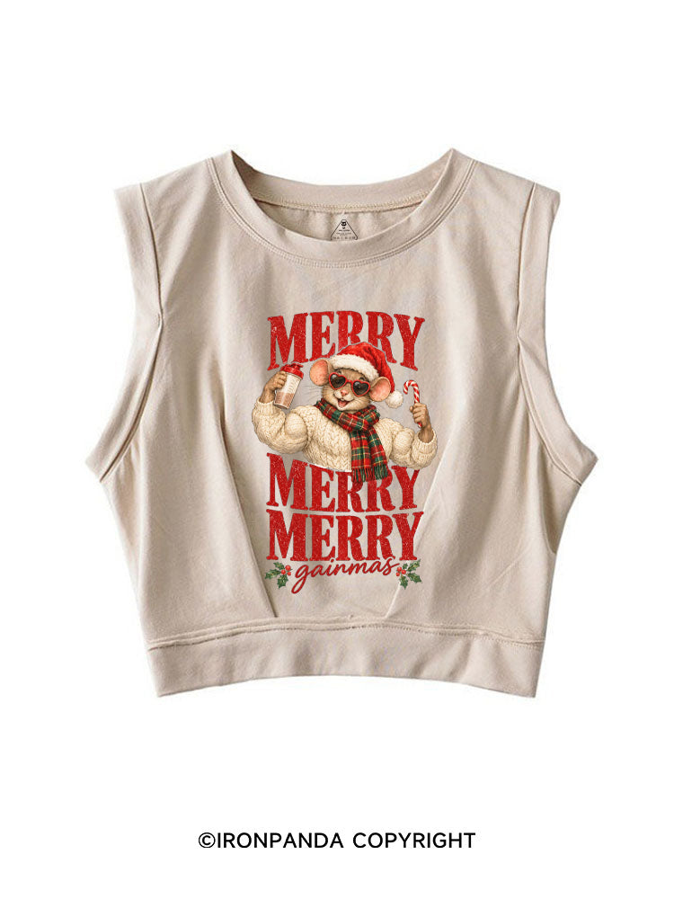 Merry Merry Merry Gainmas SLEEVELESS CROP TOPS
