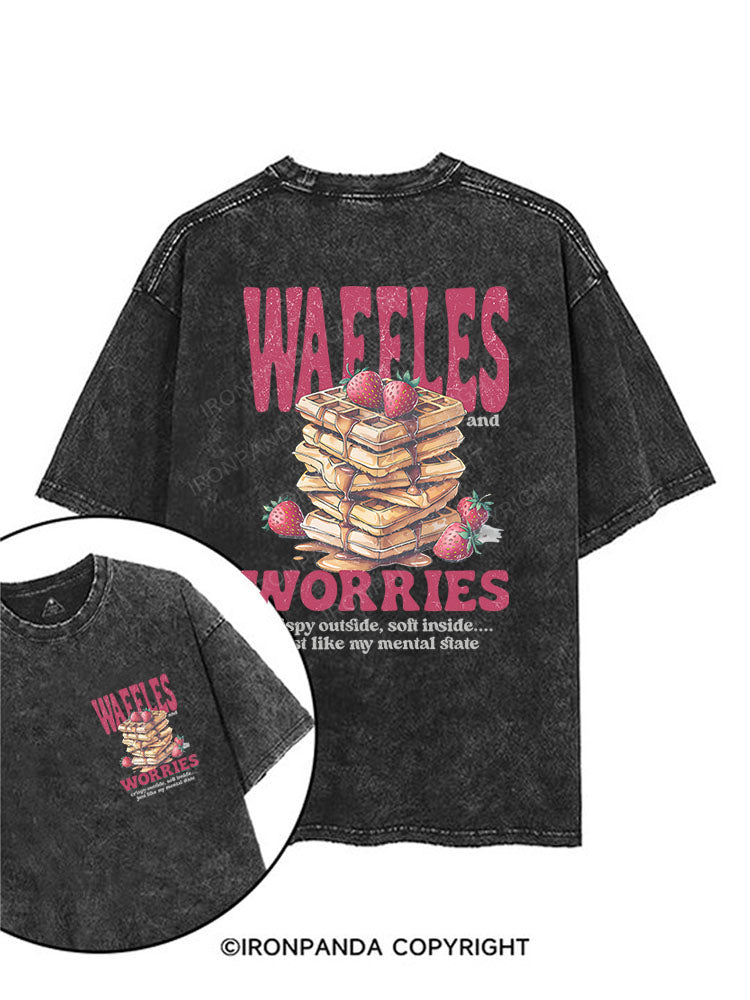 WAFFLES AND WORRIES printed Gym Shirt