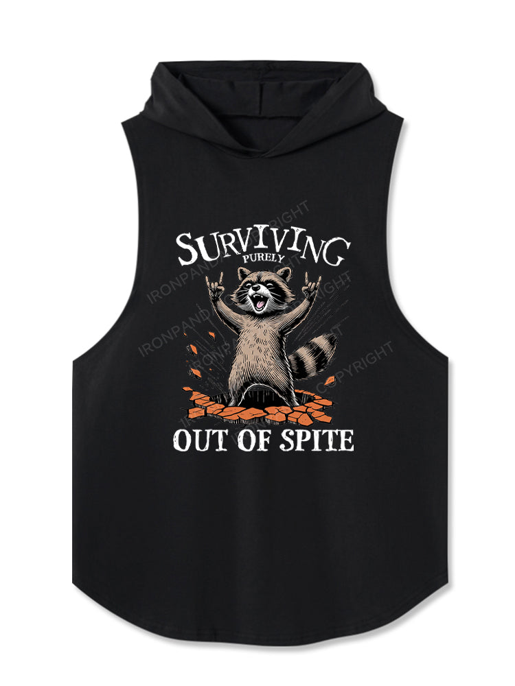 Raccoon Surviving Purely Out of Spite Hooded Tank