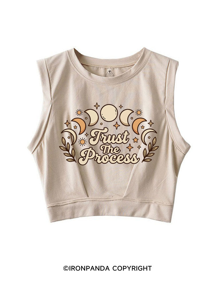 TRUST THE PROCESS MOON SLEEVELESS CROP TOPS