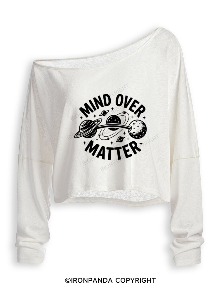 MIND OVER MATTER Off Shoulder Long Sleeve Crop Top