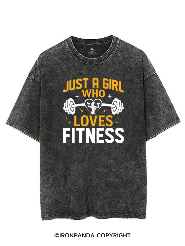 JUST A GIRL WHO LOVES FITNESS HEART VINTAGE GYM SHIRT