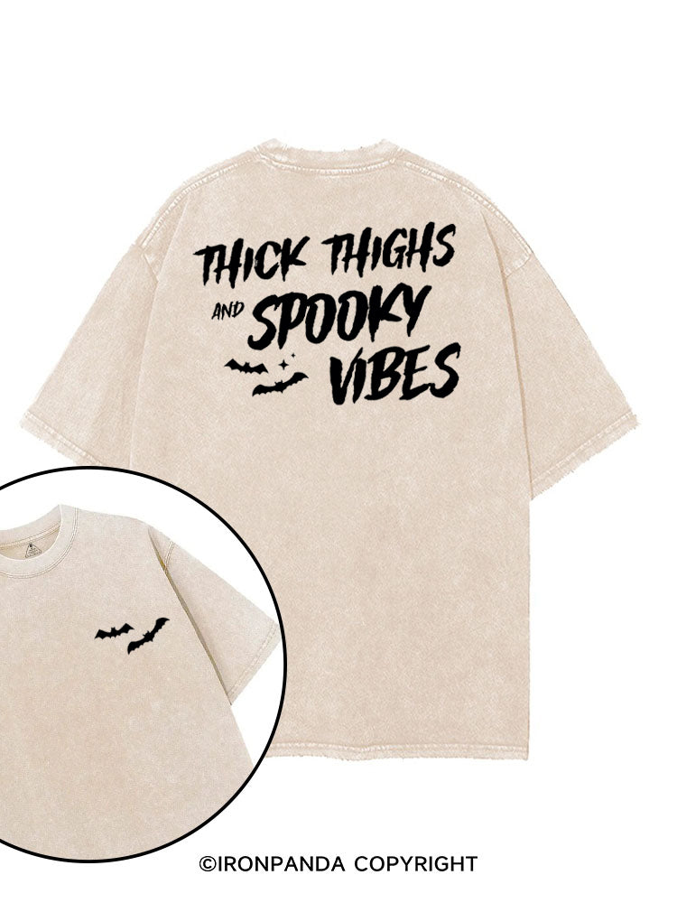 THICK THIGHS AND SPOOKY VIBES HALLOWEEN SEASON printed Gym Shirt