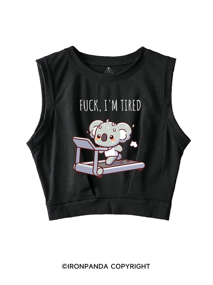FUCK I'M TIRED CUTE KOALA SLEEVELESS CROP TOPS