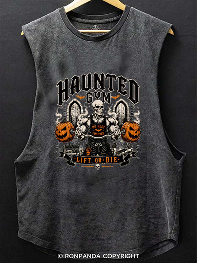 Haunted Gym Halloween Workout Skeleton Pumpkins Scoop Bottom Cotton Tank