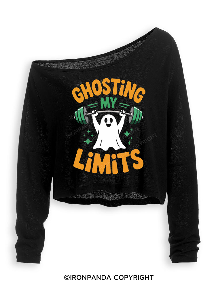 GHOSTING MY LIMITS Off Shoulder Long Sleeve Crop Top