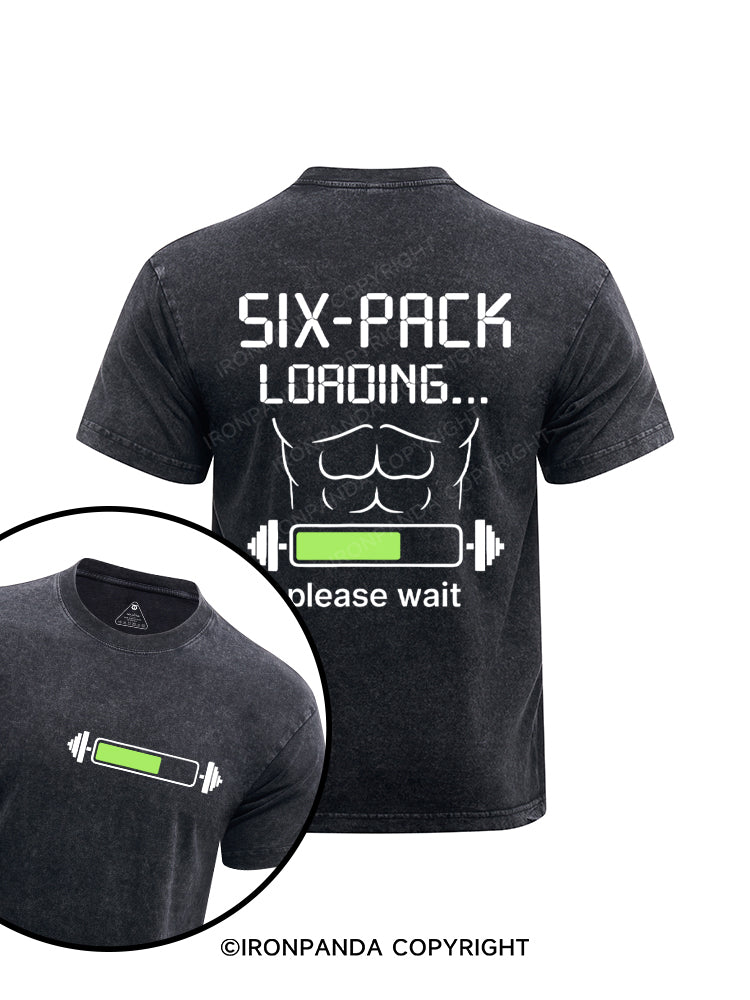 Six-Pack Loading Humor Printed Washed Gym Shirt