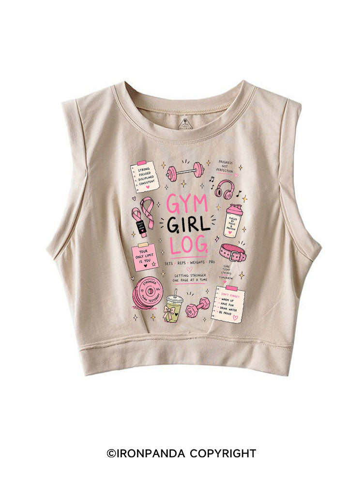 GYM GIRL LOG SETS REPS WEIGHTS PRS SLEEVELESS CROP TOPS