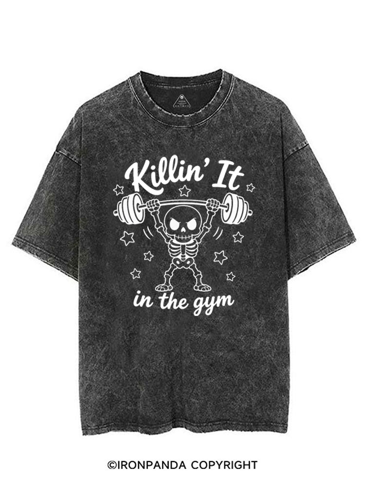 KILLIN' IT IN THE GYM SKELETON VINTAGE GYM SHIRT