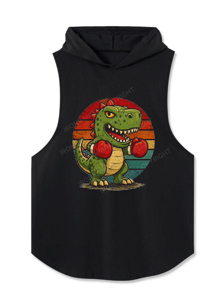 Funny Dinosaur with Boxing Gloves Hooded Tank