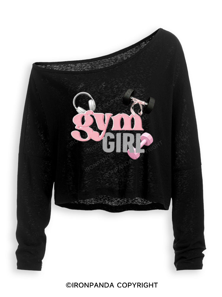 GYM GIRL Off Shoulder Long Sleeve Crop Top