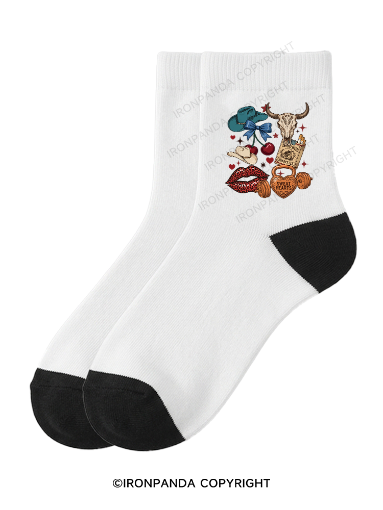 Sweat Hearts Western Gym Crew Socks