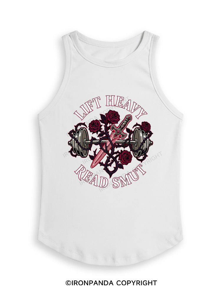 LIFT HEAVY READ SMUT Fitted Tank Top
