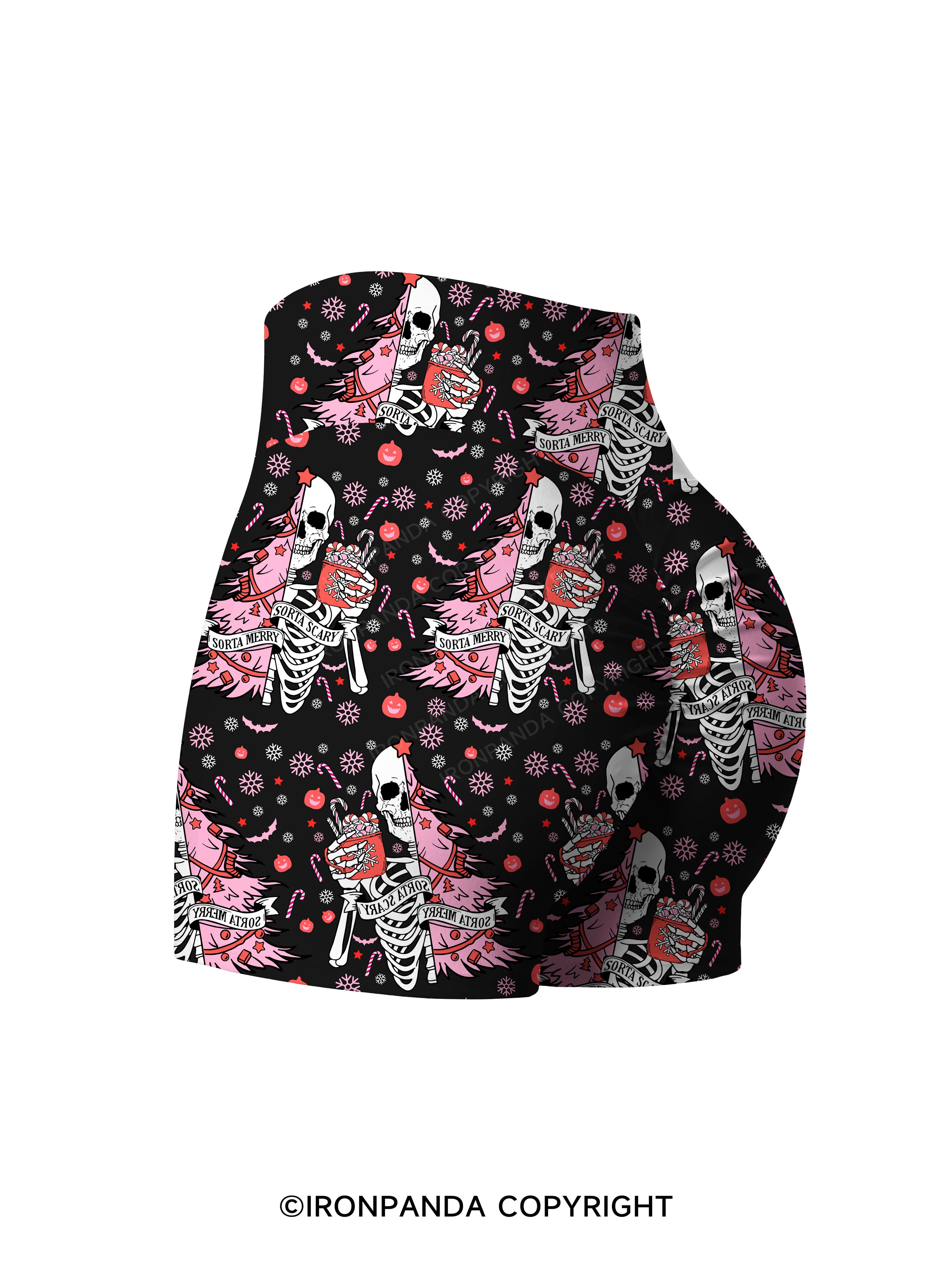 SORTA MERRY SORTA SCARY Print Printed Yoga Shorts