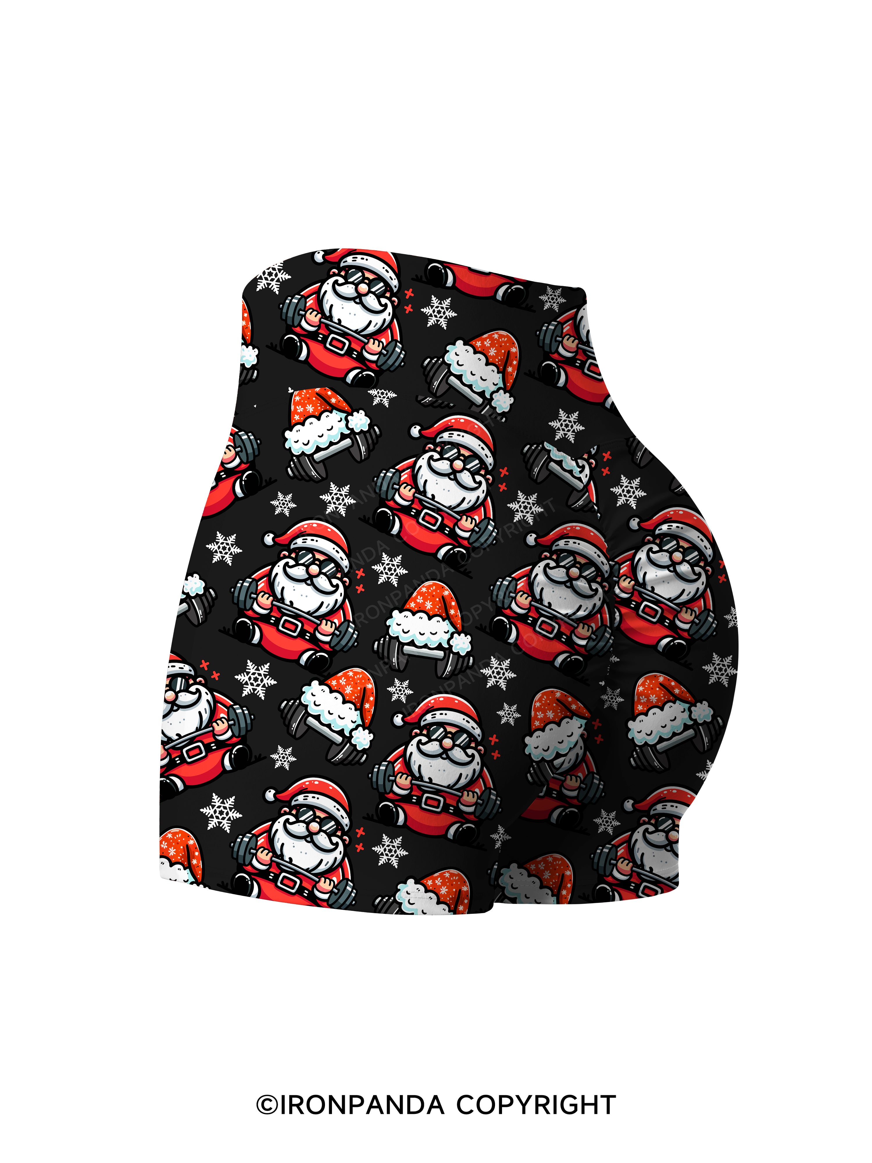 Lifting Santa Claus Printed Yoga Shorts