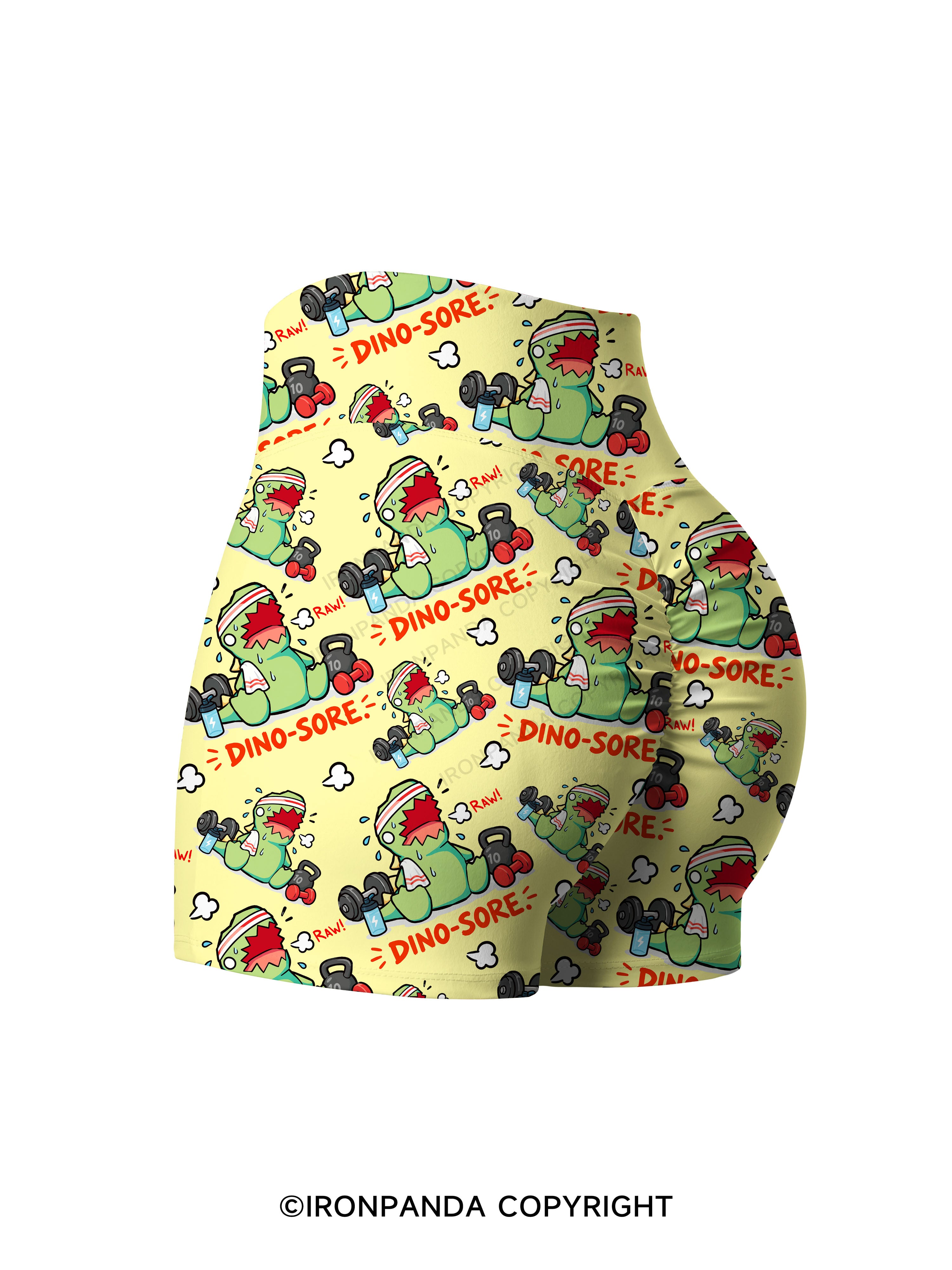 RAW! DINO-SORE Printed Yoga Shorts