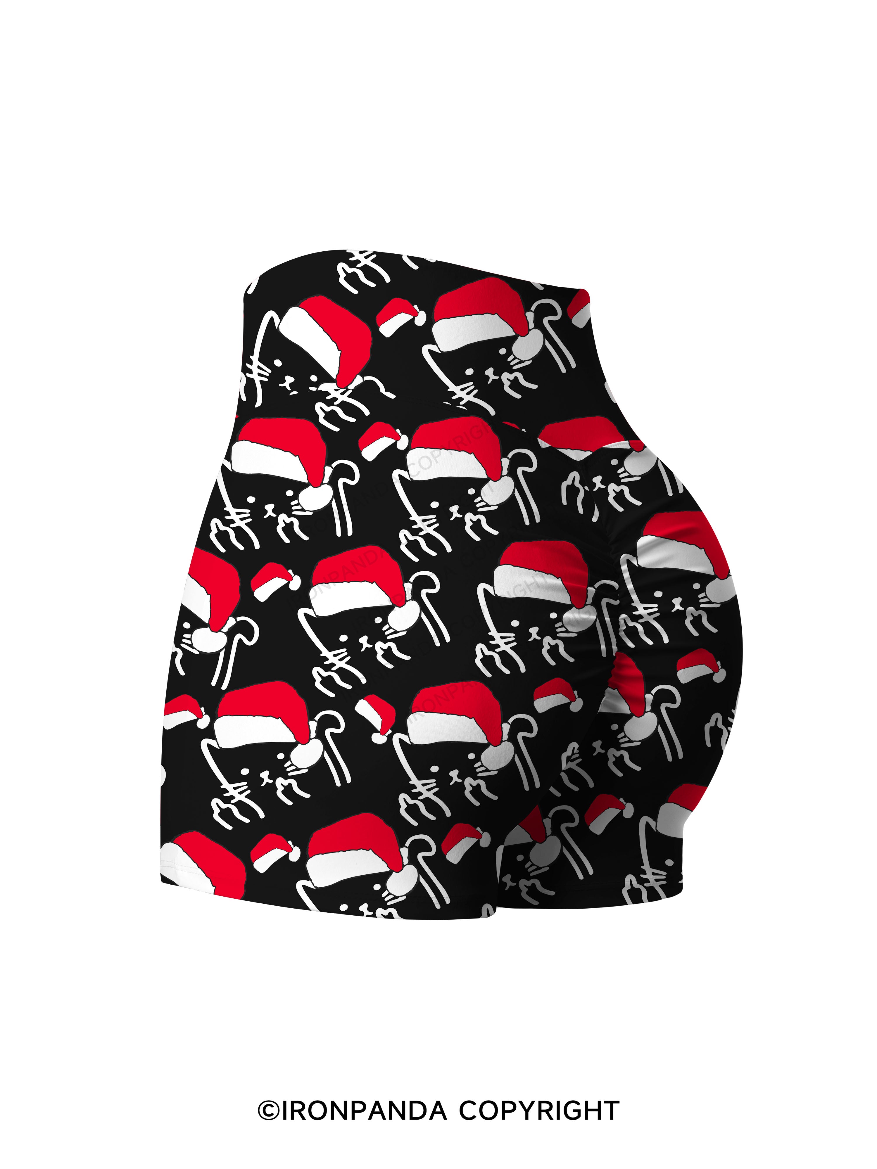 MEOWY CHRISTMAS MOTHER FLUFFER Printed Yoga Shorts