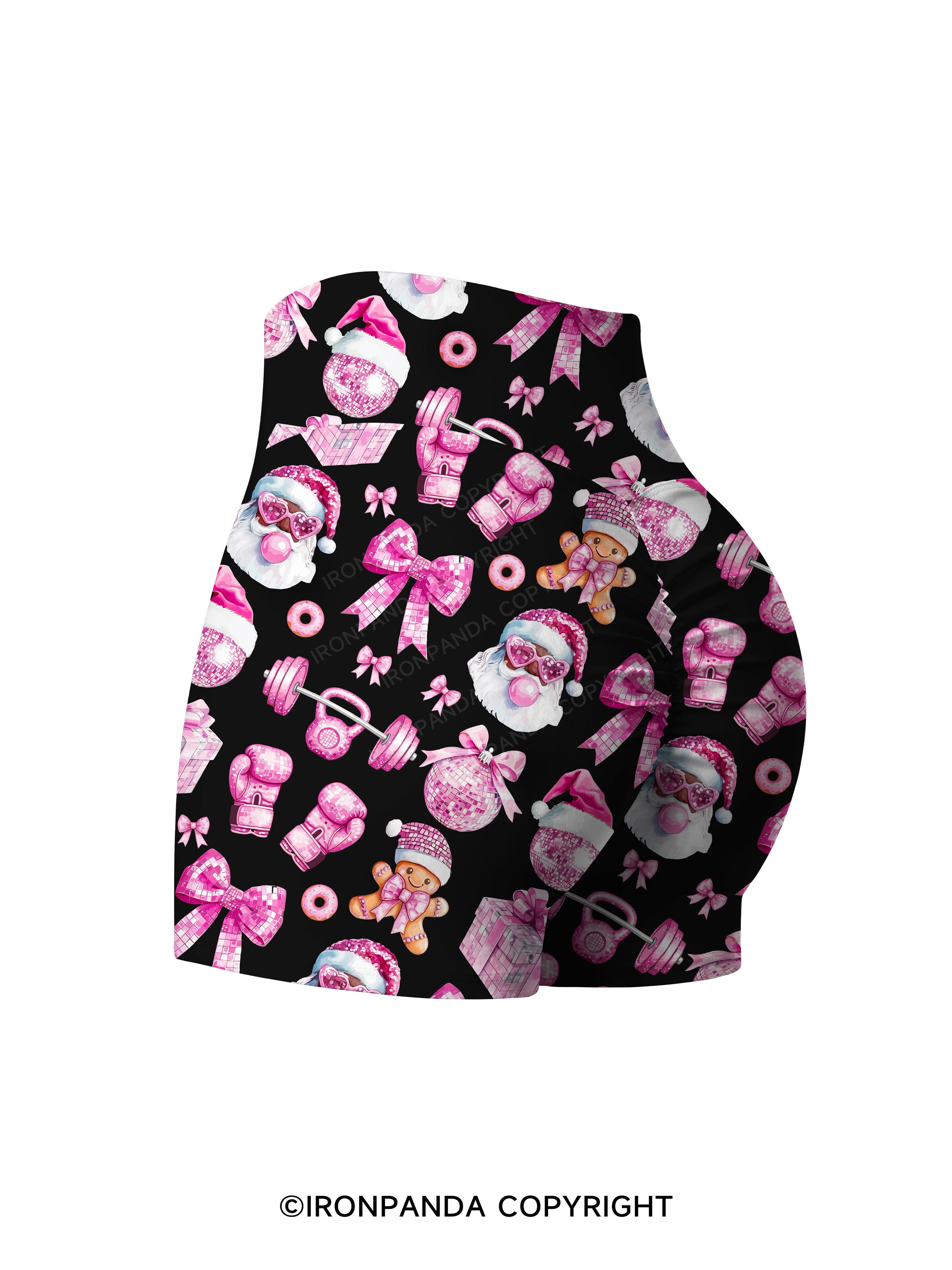 Holiday Hustle and Pink Glow Printed Yoga Shorts