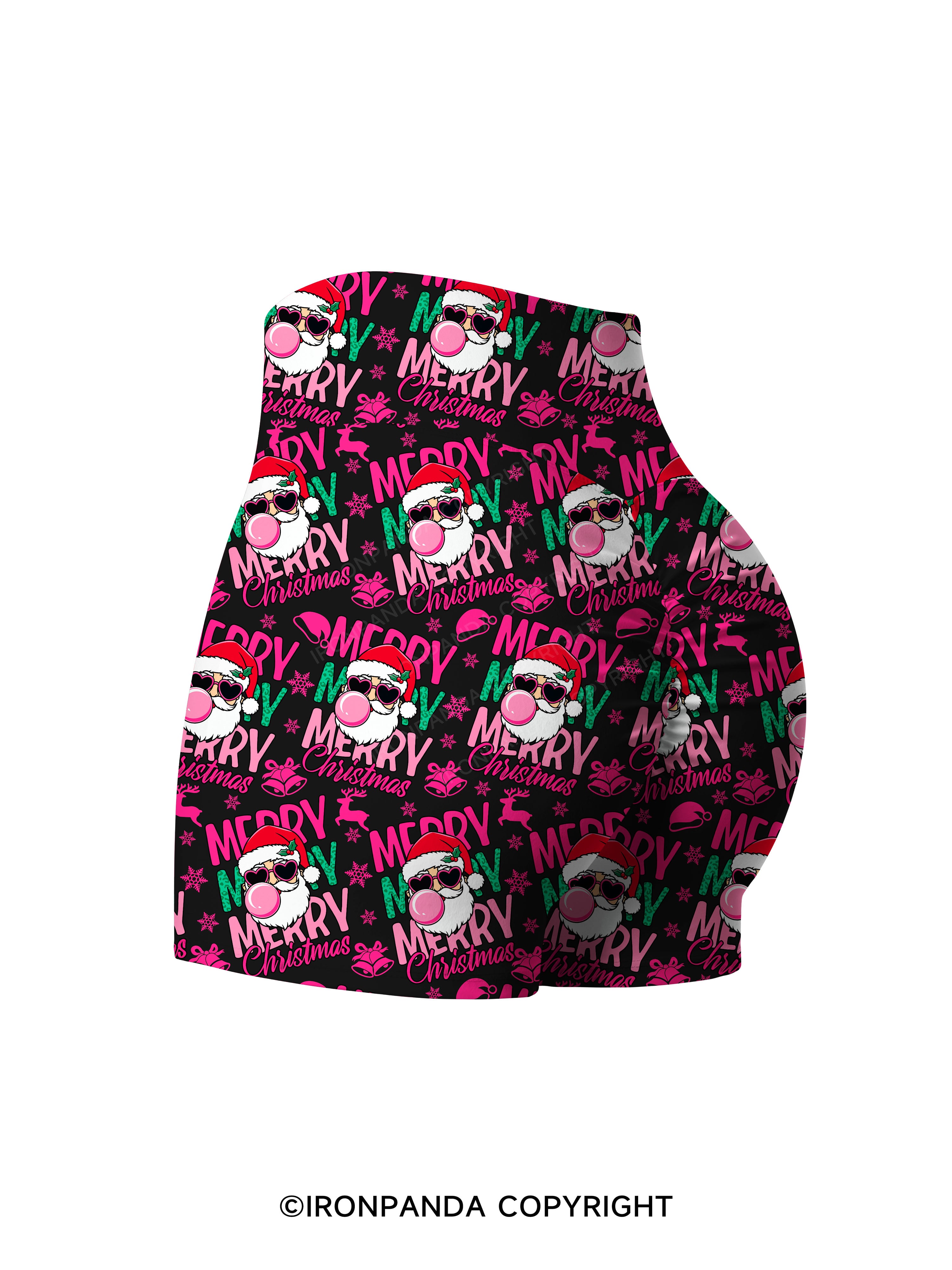 MERRY MERRY MERRY CHRISTMAS Print Printed Yoga Shorts