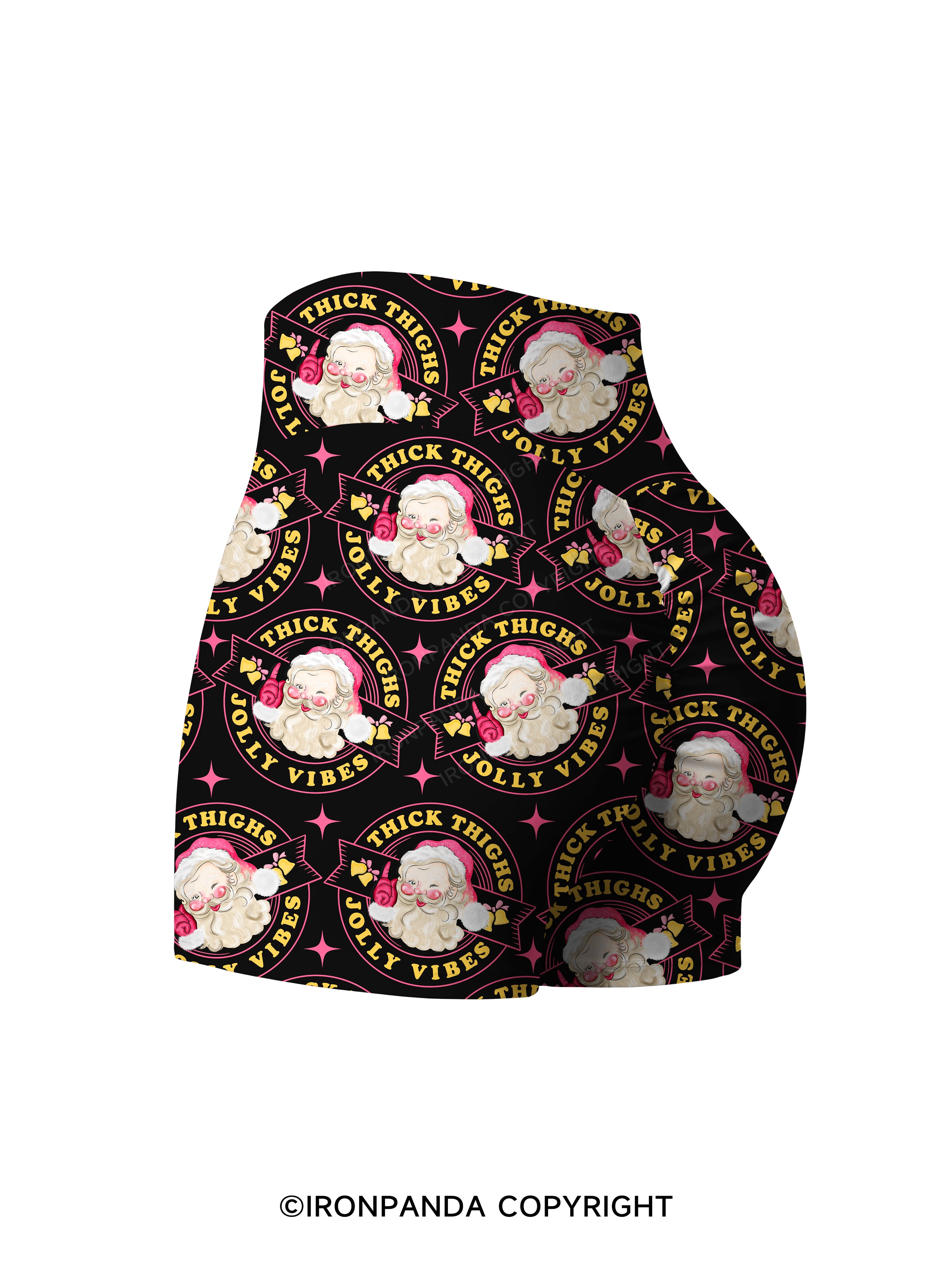 THICK THIGHS JOLLY VIBES Printed Yoga Shorts