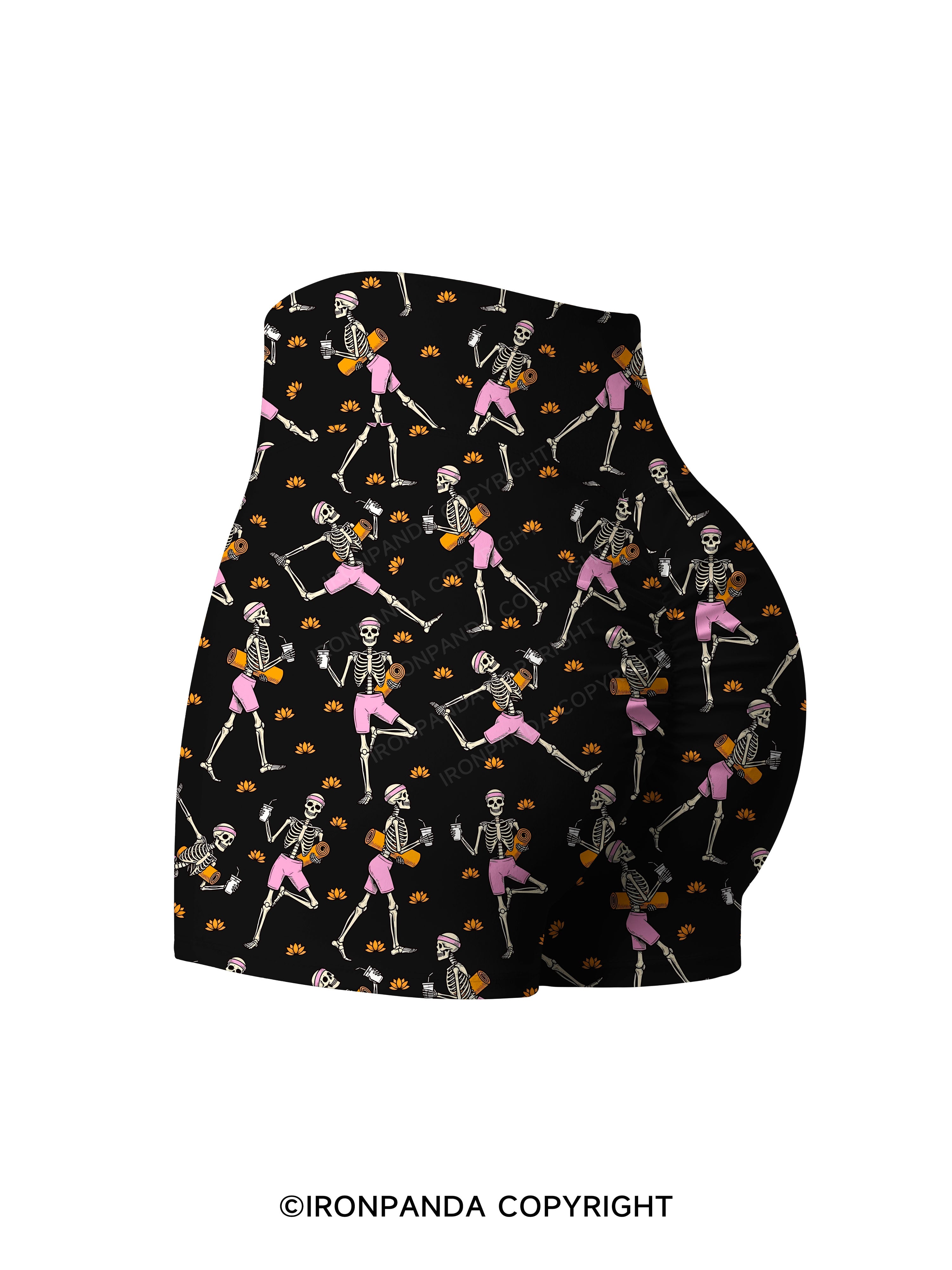 SKELETON YOGA FITNESS Print Printed Yoga Shorts
