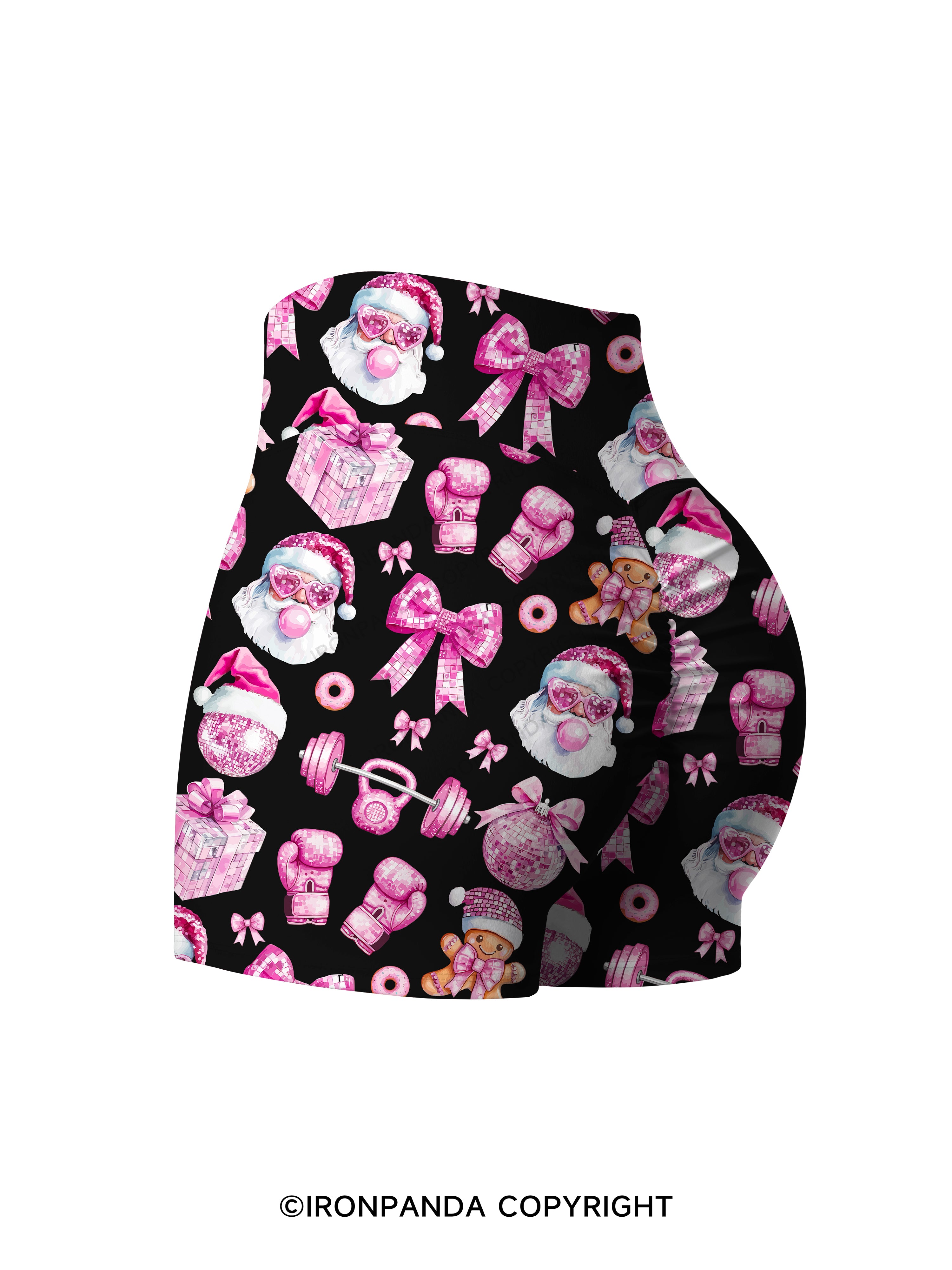 Holiday Hustle and Pink Glow Printed Yoga Shorts