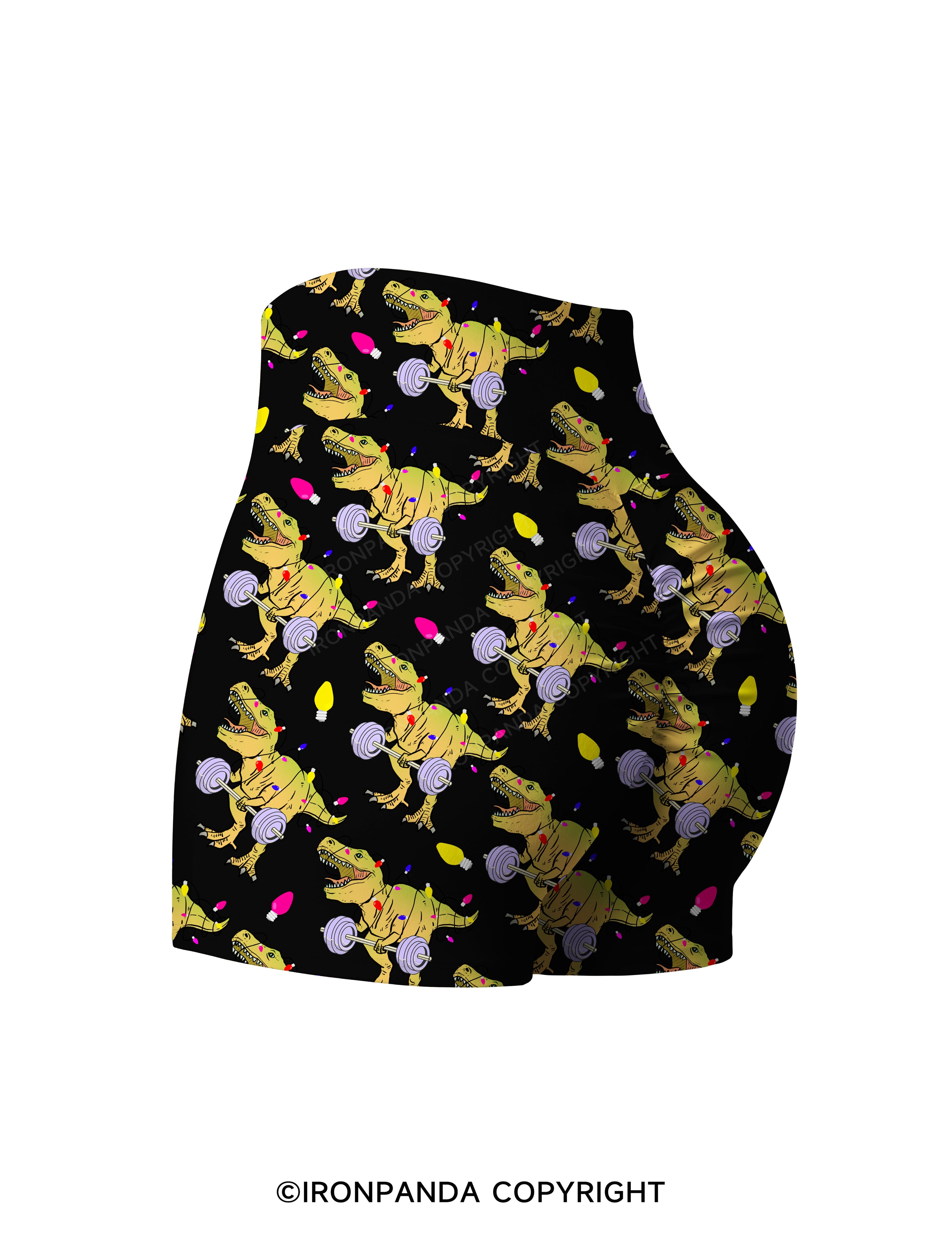 Christmas Dinosaur Printed Yoga Shorts