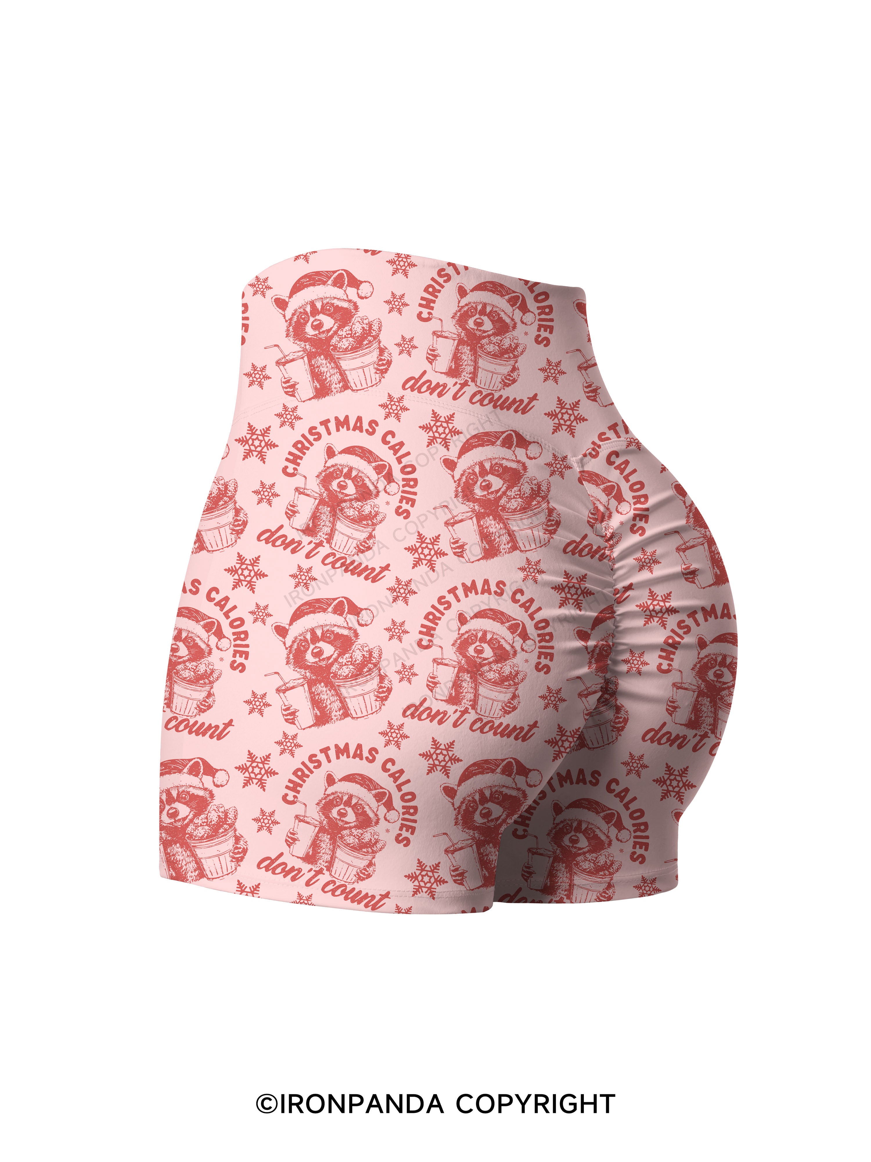 CHRISTMAS CALORIES DONT COUNT Printed Yoga Shorts