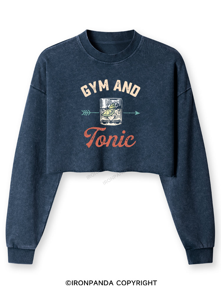 GYM AND TONIC GIN Washed Long-Sleeve Crop Top