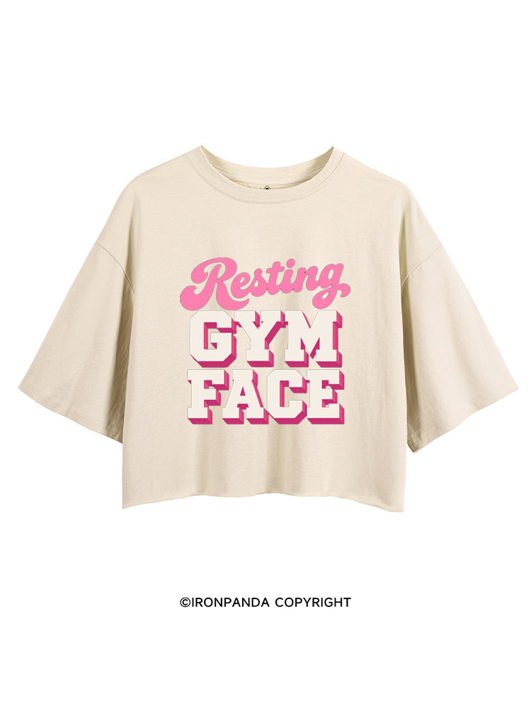 RESTING GYM FACE FUNNY WORKOUT CROP TOPS