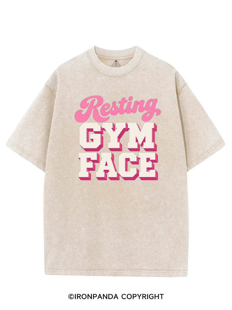 RESTING GYM FACE FUNNY WORKOUT VINTAGE GYM SHIRT