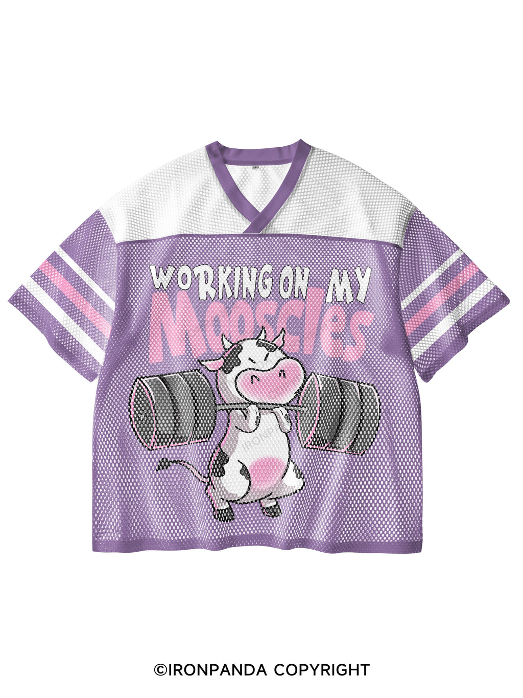 WORKING ON MY MOOSCLES V-Neck Open Hole Mesh Top