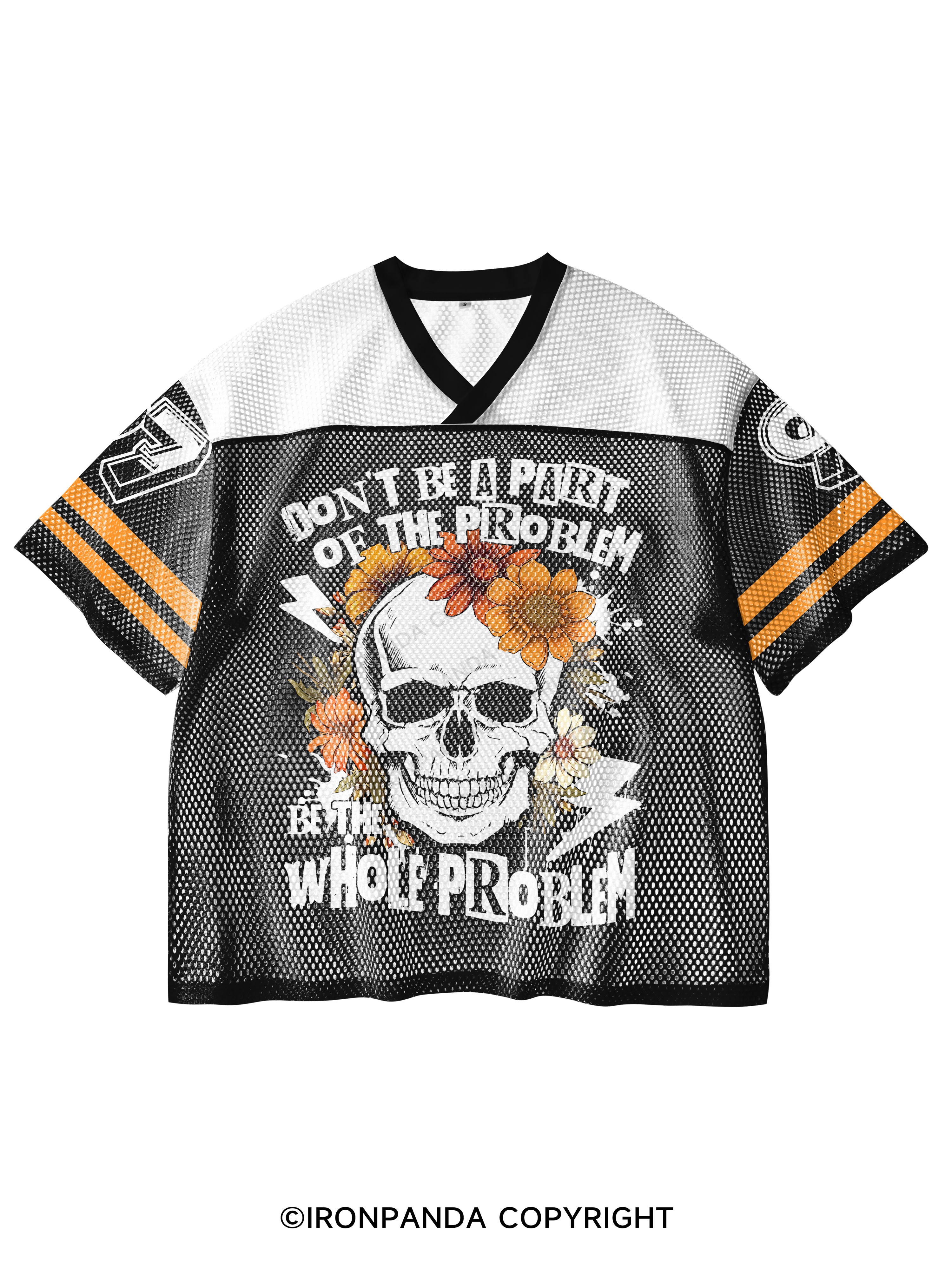 Don't be a part of the problem, be the whole problem V-Neck Open Hole Mesh Top