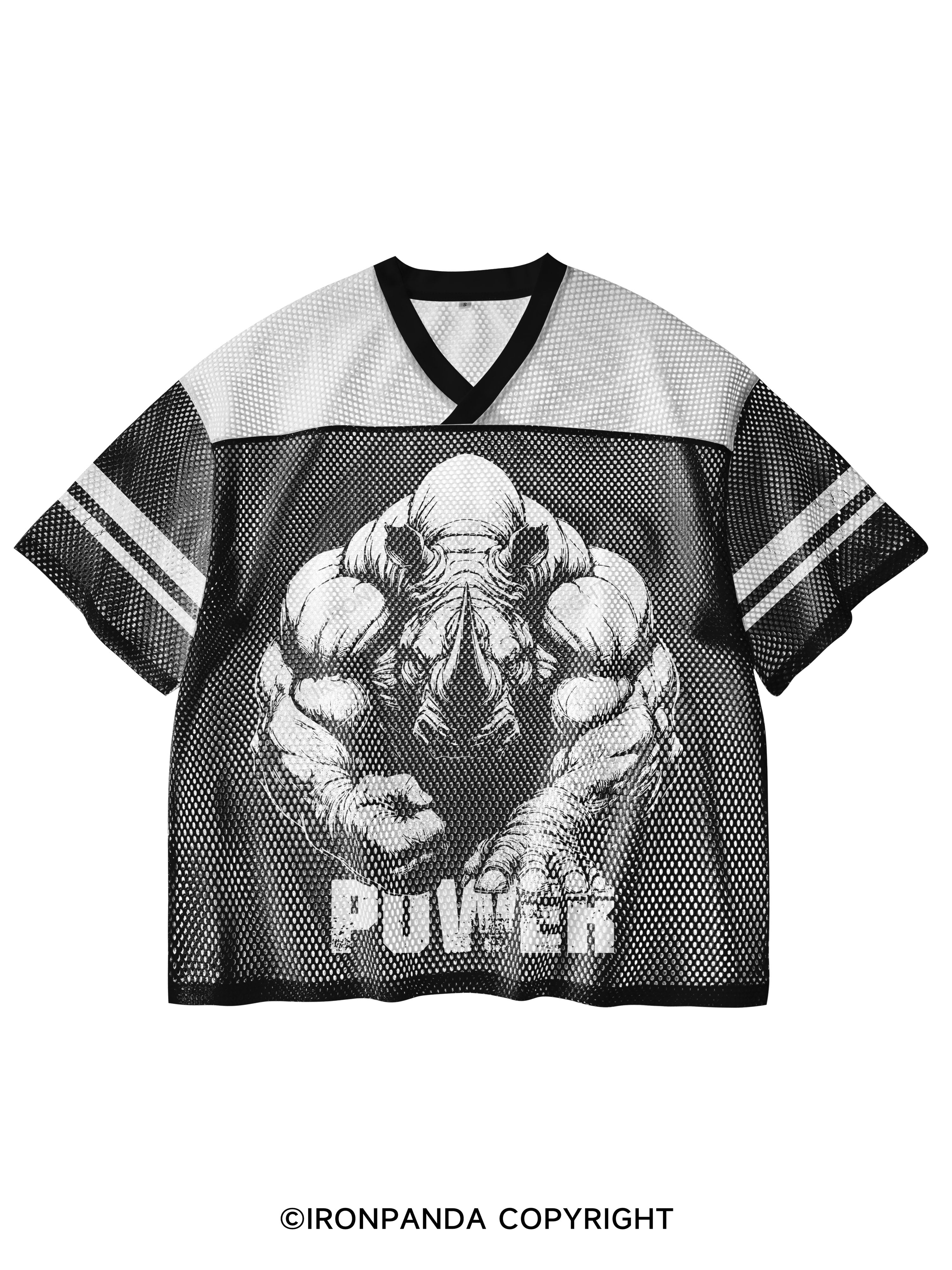 Power Rhino V-Neck Open Hole Mesh Top